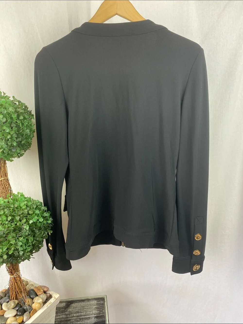 Boston Proper Black Traveler Long Sleeve Zip Up Collarless Jacket M - Picture 3 of 6